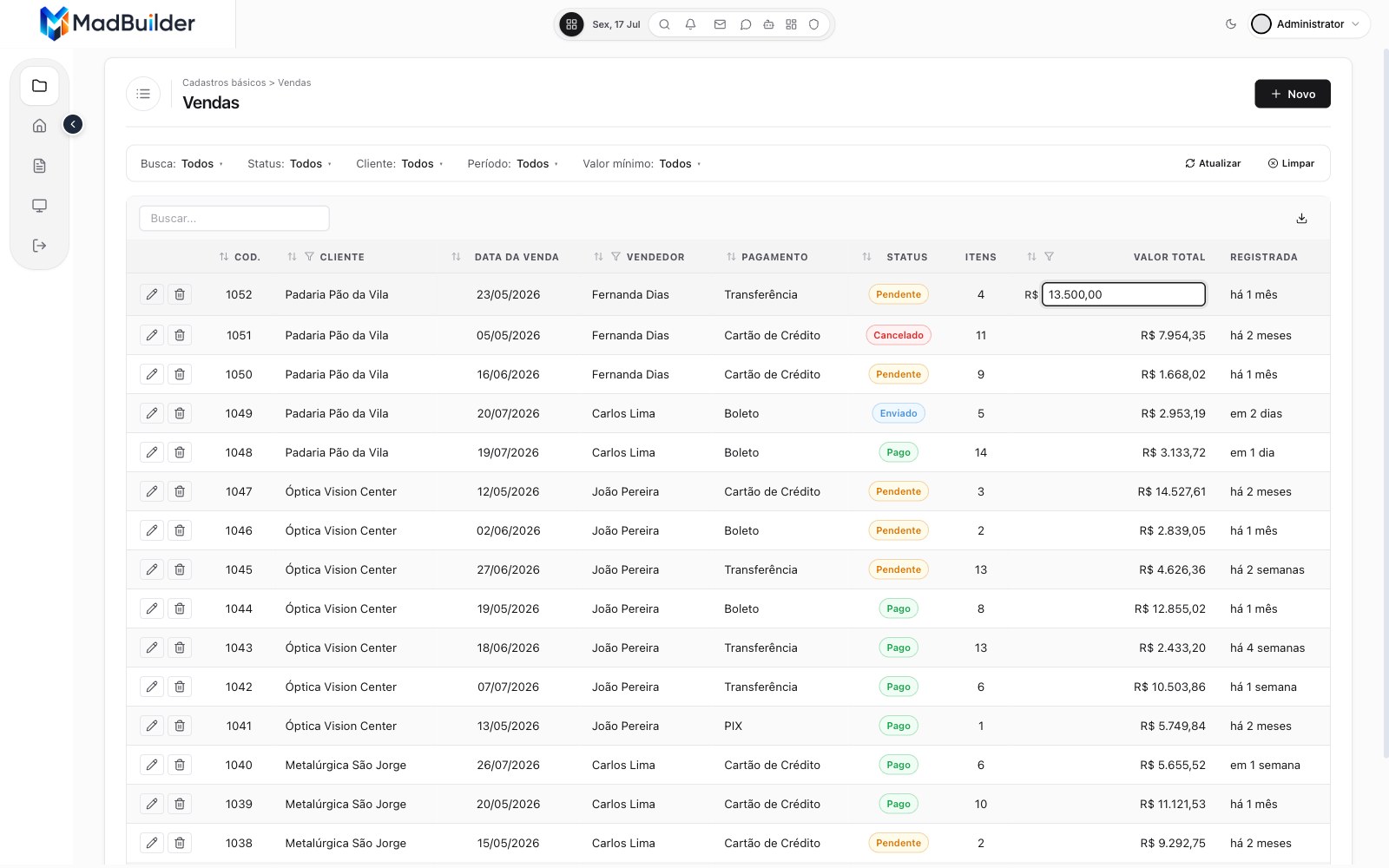 Currency editor open in the Total cell after a double click